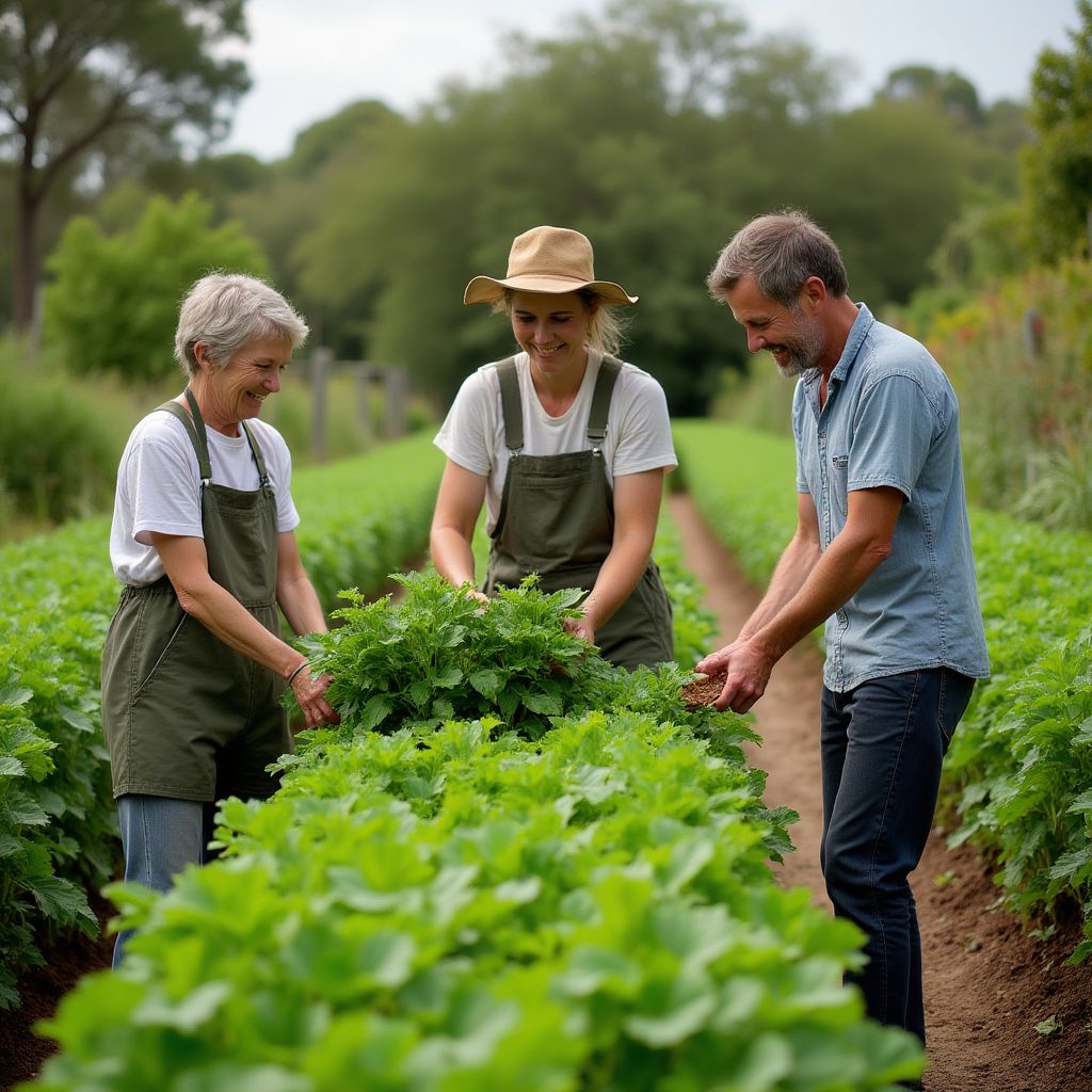 EcoLifeAU team working in sustainable garden