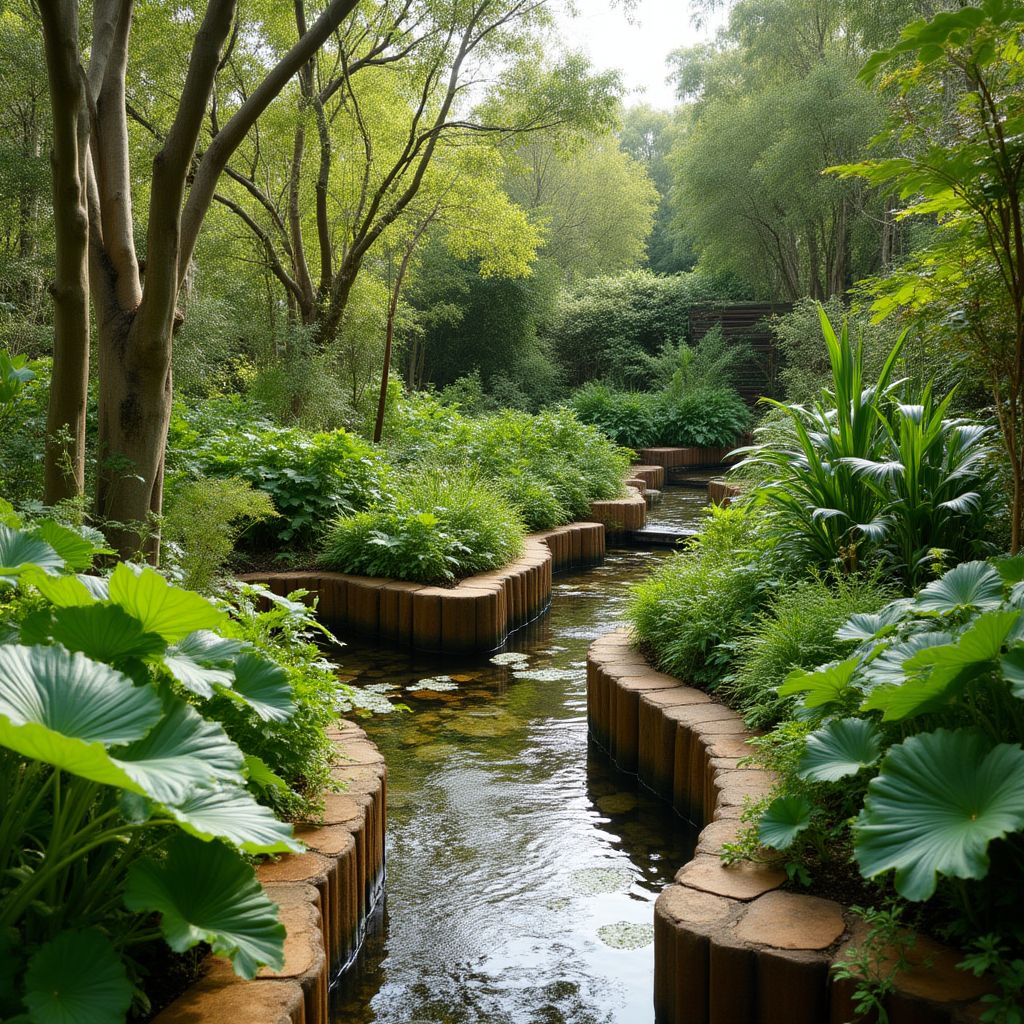 Thriving permaculture garden with diverse plants